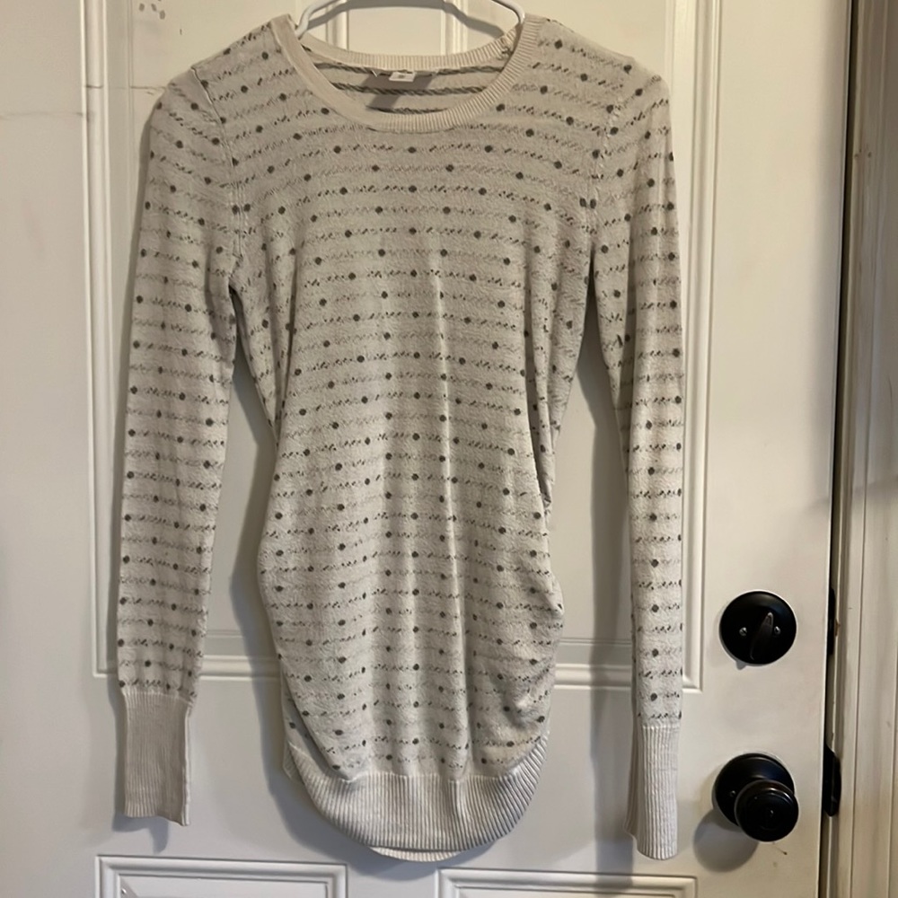 Ivory with gray polka dots maternity sweater